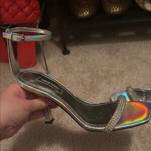 Nine West Iridescent Silver Heels